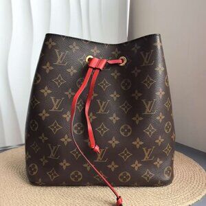 LOUIS VUITTON Monogram NeoNoe Bucket Bag-Red Interior